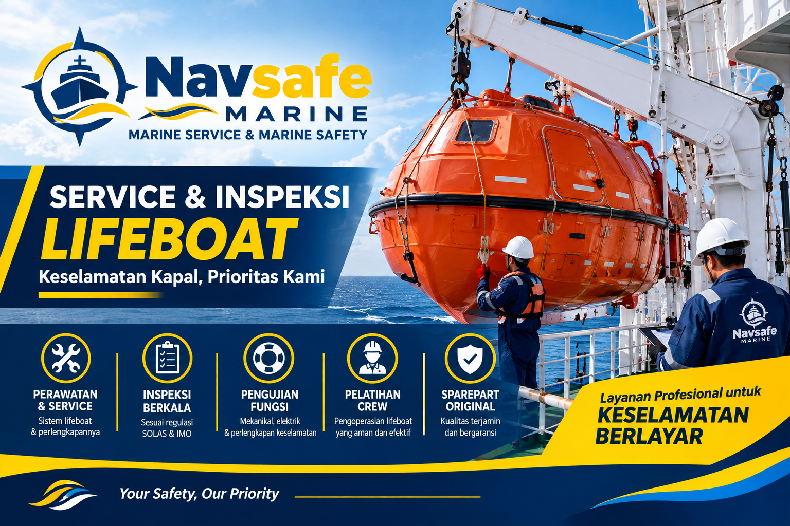 Kapal dan perlengkapan lifeboat untuk keselamatan awak